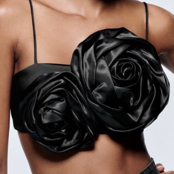 🖤 ZARA BNWT FLORAL APPLIQUÉ TOP • SIZE SMALL 🖤 - Picture 4 of 16